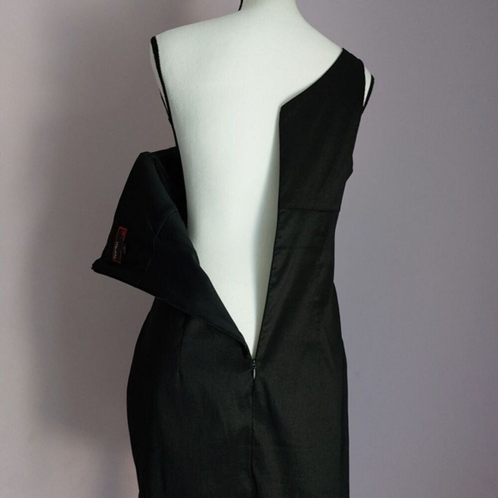 Scarlett One Shoulder Cocktail Dress Black Silver Gray Sheath Bodycon Size 12 - Picture 9 of 12